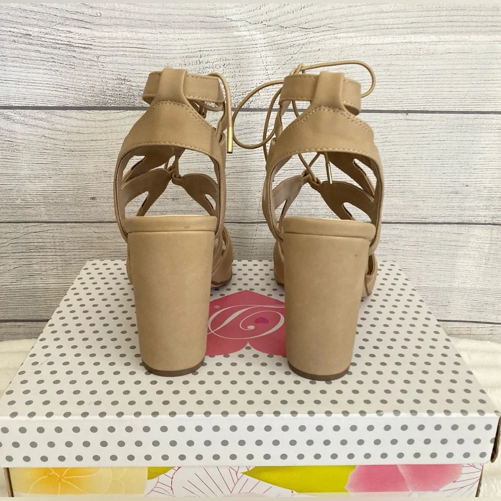 My Delicious Shoes | Mazie- H Lace Up Open Toe High Heels - Picture 3 of 11